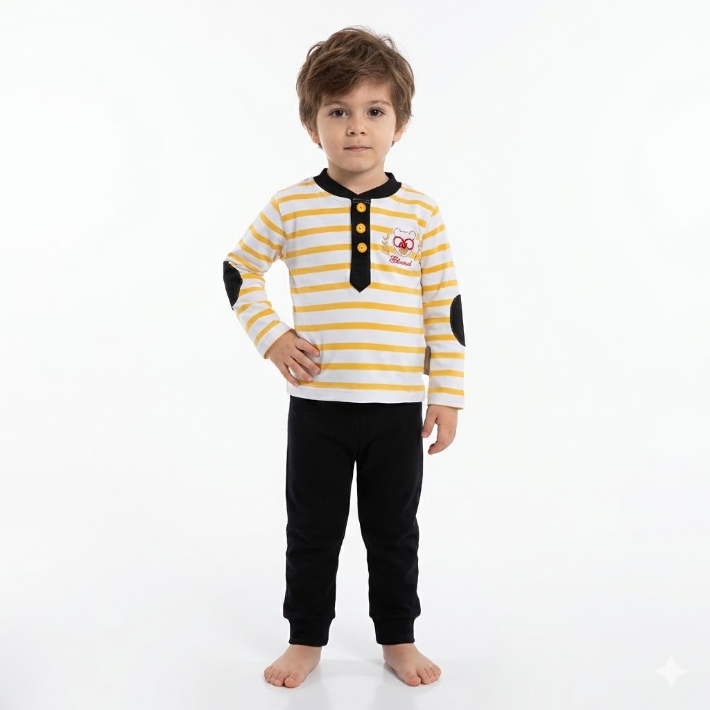 بلوز و شلوار راه راه لیمویی