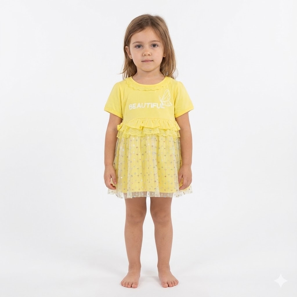 پیراهن و شورت پروانه لیمویی