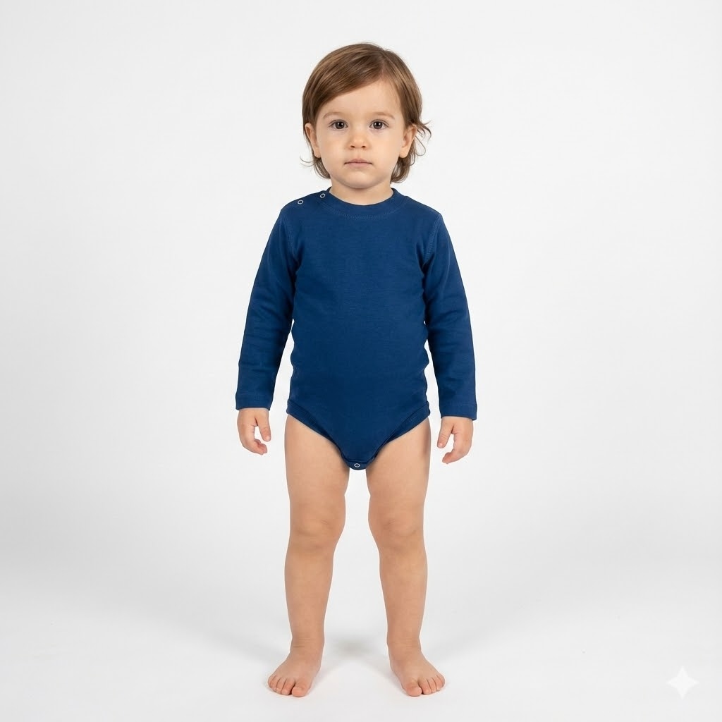 بادی يقه سه سانت کبریتی آبی تیره