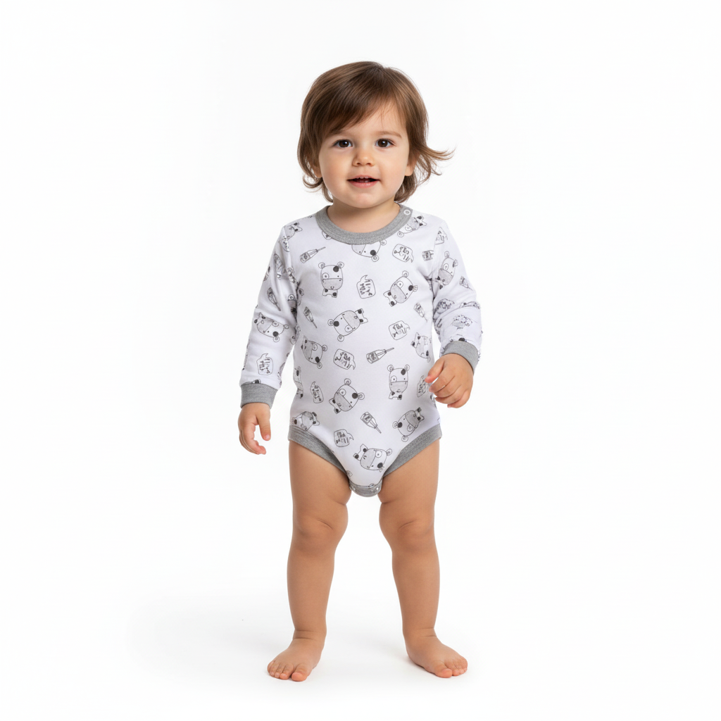 بادی آستین بلند یقه دکمه دار مومو