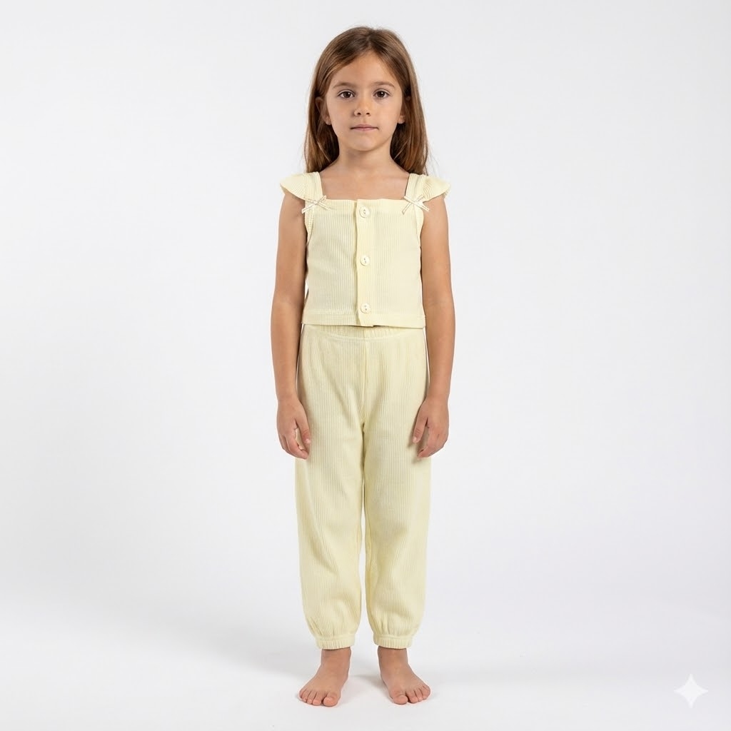 نیم تنه و شلوار ویسکوز لیمویی