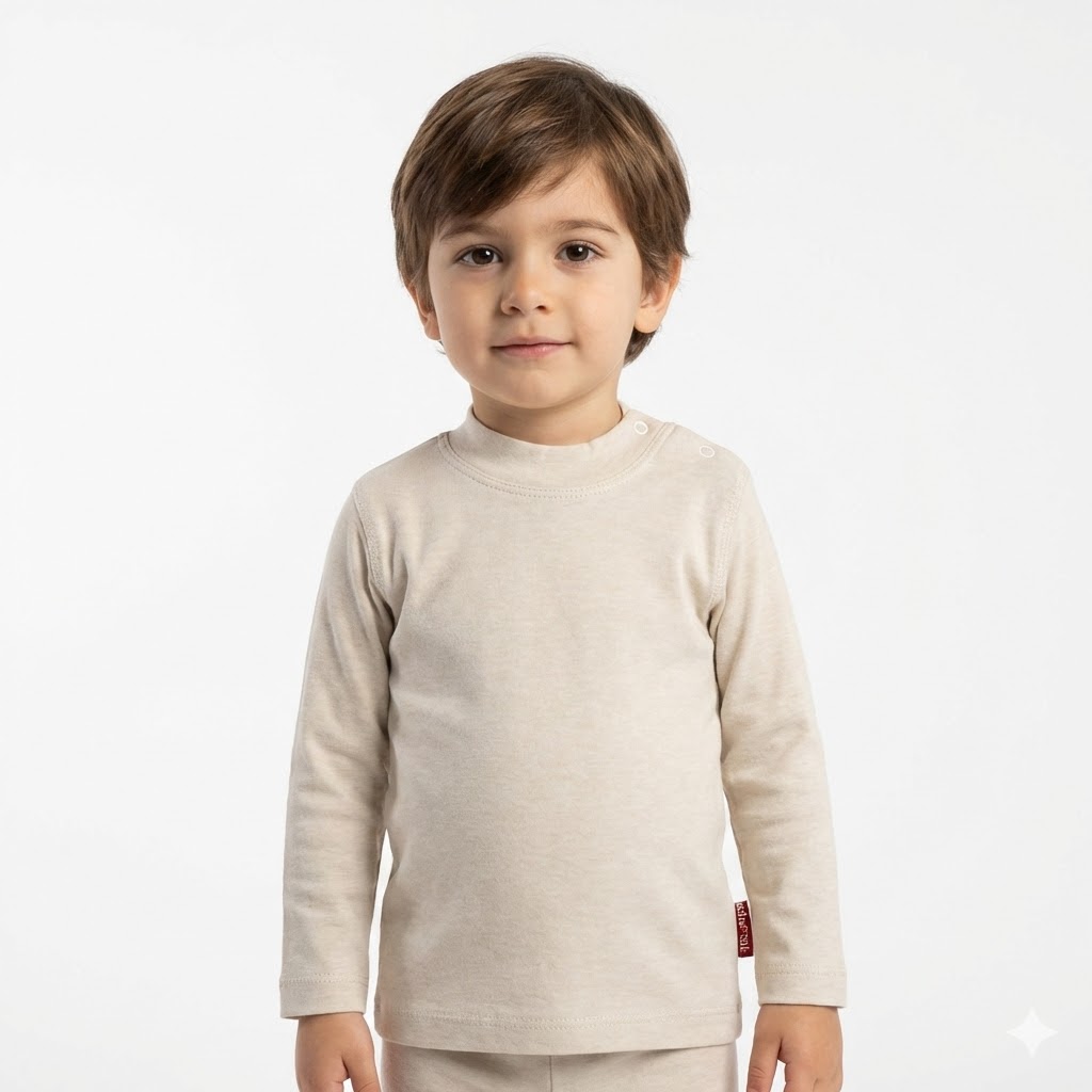 بلوز یقه سه سانت آستین بلند نسکافه ای