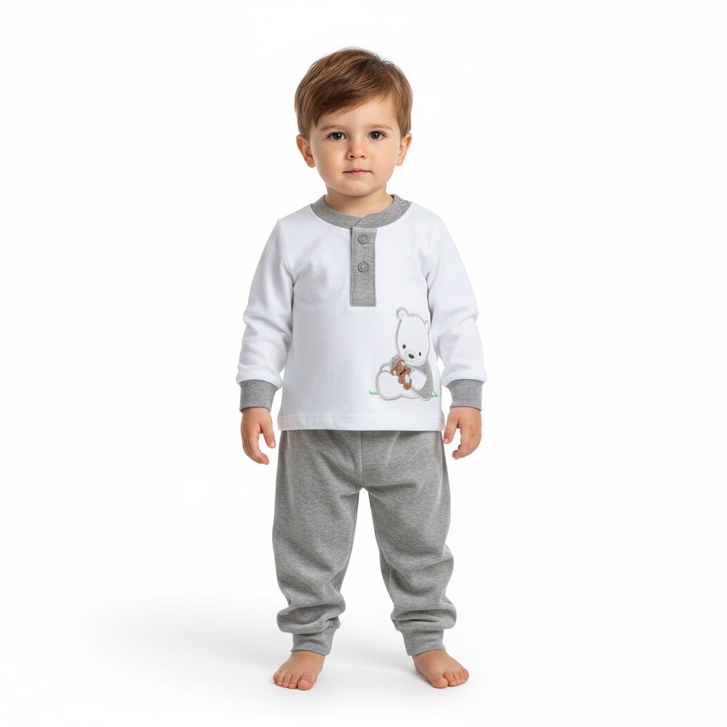 بلوز و شلوار مخمل خرس طوسی