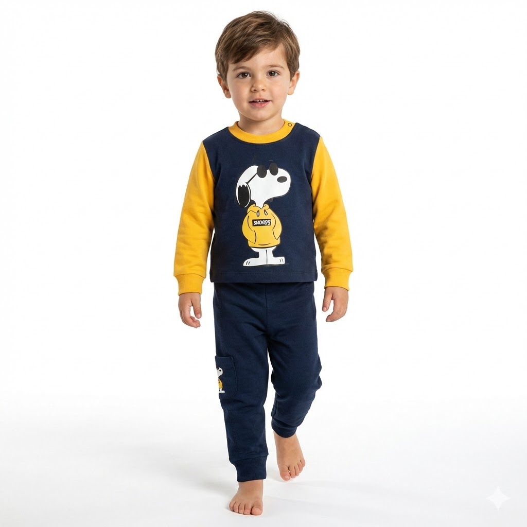 بلوز و شلوار اسنوپی لیمویی