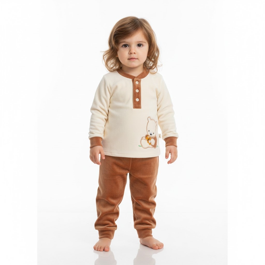 بلوز و شلوار مخمل خرس شکلاتی