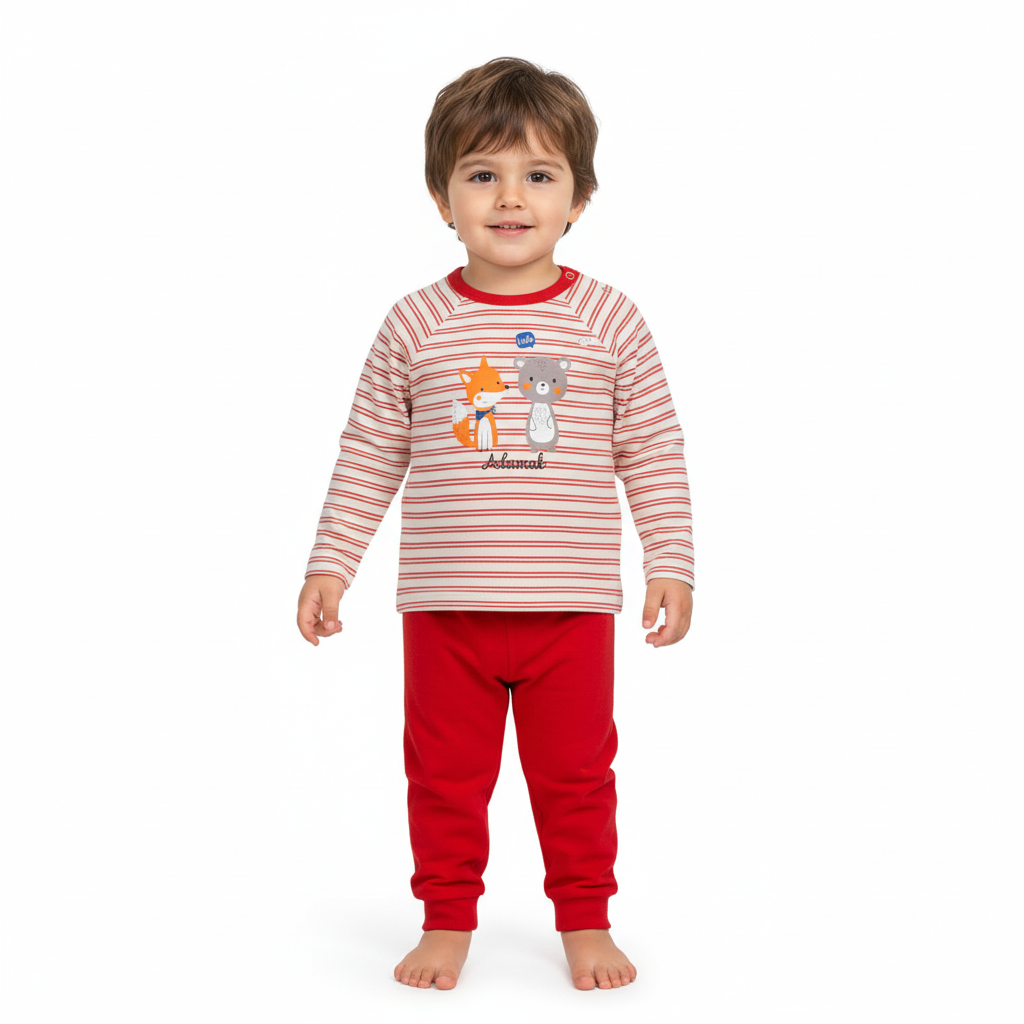 بلوز و شلوار  راه راه رگلان قرمز