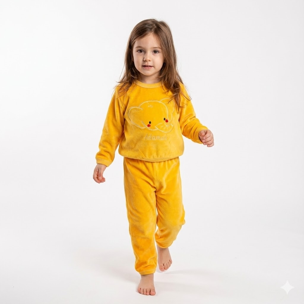 بلوز و شلوار مخمل فیل خردلی