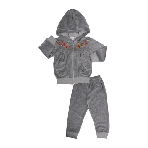 ژاکت و شلوار کلاهدار مخمل پرنسس طوسی