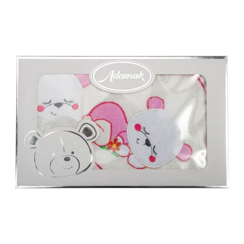 سرویس حوله خرس  سفید صورتی