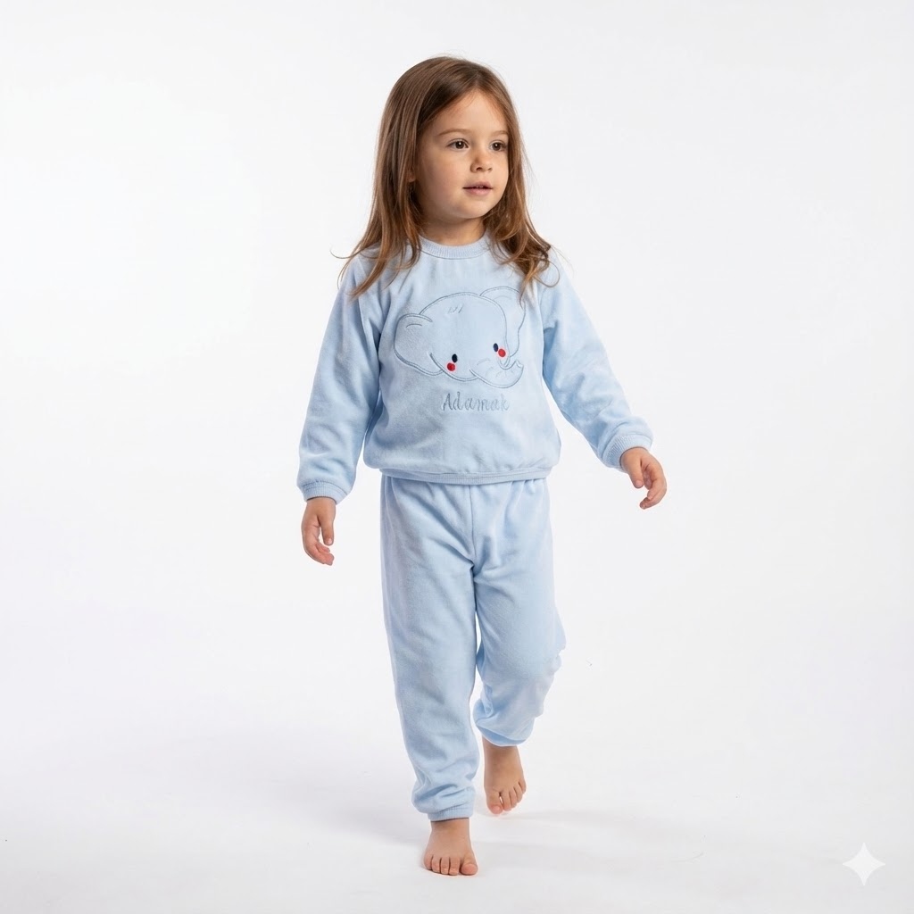 بلوز و شلوار مخمل فیل آبی