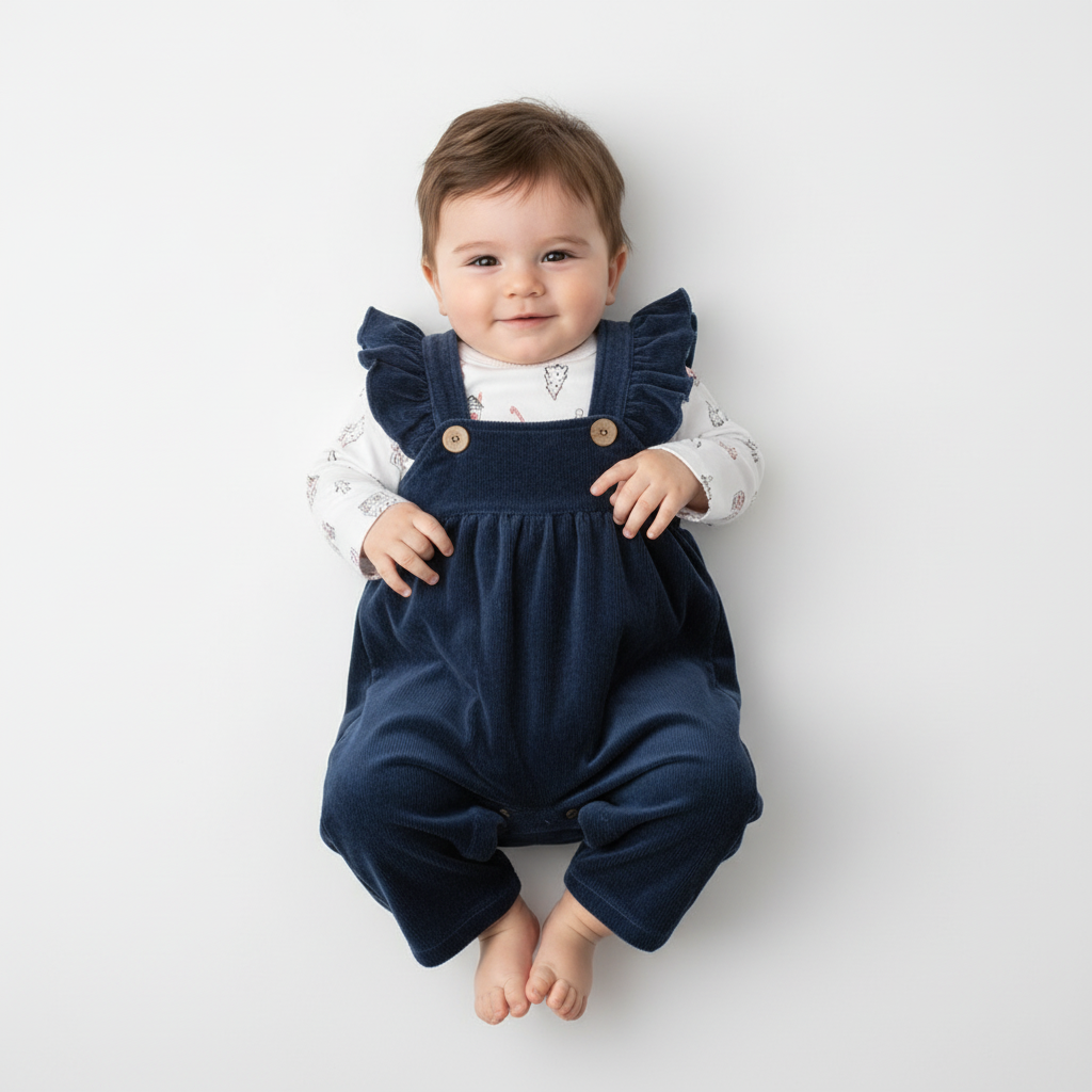 سرهمی پیشبندی مخمل با بلوز سرمه ای